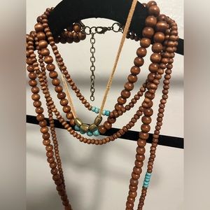 Free People Layered Wooden Beaded Necklace